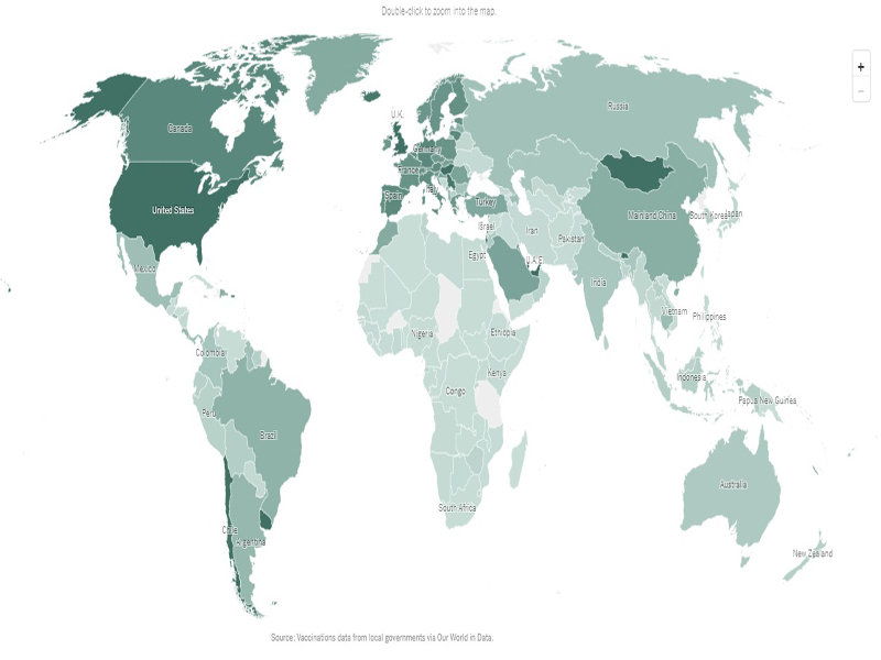 آخرین نقشه جهانی کرونا و نمودار واکسیناسیون در جهان (+تصاویر)