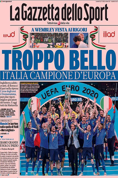 صفحه نخست روزنامه های ورزشی ایتالیا (تصاویر)