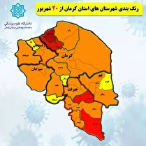 کوهبنان،زرند،عنبرآباد و قلعه‌گنج در وضعیت قرمز کرونایی