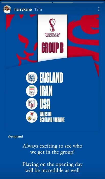 واکنش هری کین به همگروه شدن با ایران (+عکس)