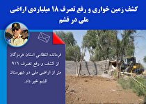 کشف زمین خواری و رفع تصرف 18 میلیاردی اراضی ملی در قشم