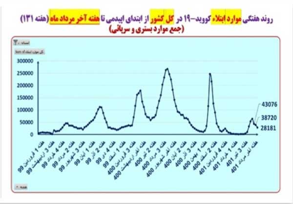 عکس | کاهش فوتی ها کرونایی در هفته آخر مرداد ۱۴۰۱ عکس | کاهش فوتی ها کرونایی در هفته آخر مرداد ۱۴۰۱