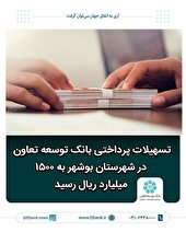 تسهیلات در شهرستان بوشهر به 1500 میلیارد ریال رسید