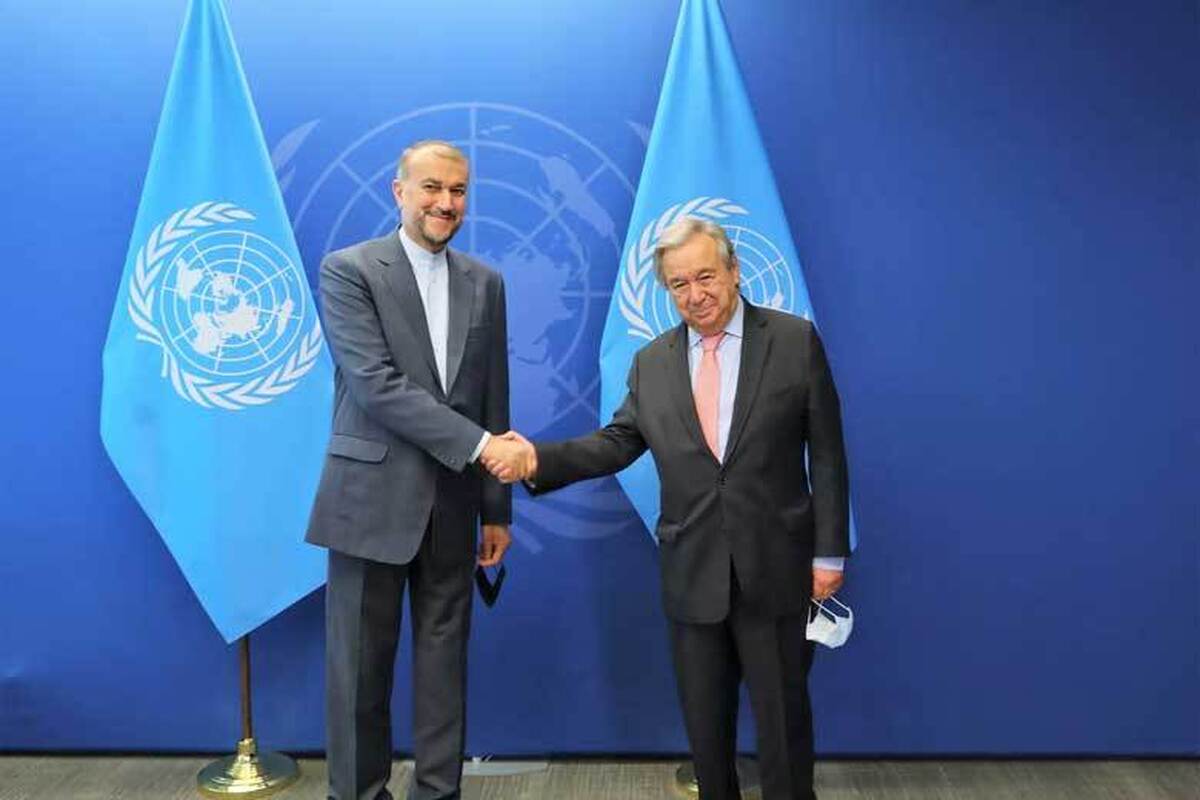 حسین امیرعبداللهیان وزیر امور خارجه جمهوری اسلامی ایران با آنتونیو گوترش دبیرکل سازمان ملل متحد دیدار کرد.