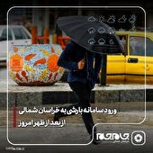 ورود سامانه بارشی به استان خراسان شمالی