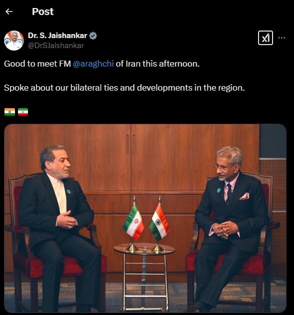 وزیر خارجه هند: دیدار خوبی با عراقچی داشتم وزیر خارجه هند: دیدار خوبی با عراقچی داشتم