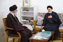 تصاویری از حجت‌الاسلام والمسلمین رئیسی و همراهان گرامی ایشان در کنار رهبر انقلاب