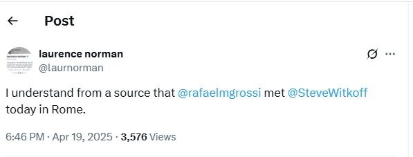 دیدار نماینده ترامپ و رافائل گروسی در رم