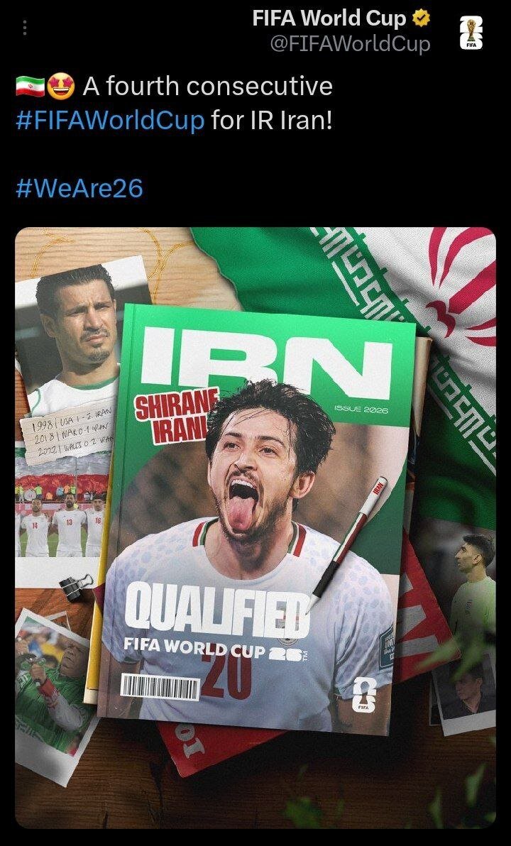 عکس | تمجید خاص فیفا از تیم ملی فوتبال ایران در شبکههای اجتماعی عکس | تمجید خاص فیفا از تیم ملی فوتبال ایران در شبکههای اجتماعی