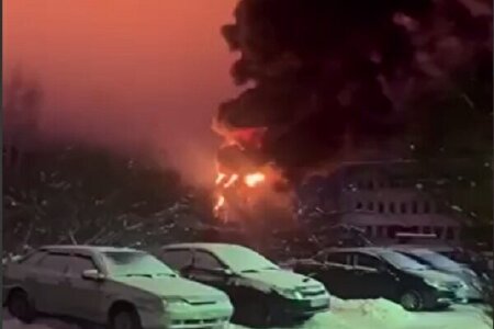 ببینید | حمله پهپادی به انبار نفت روسیه 