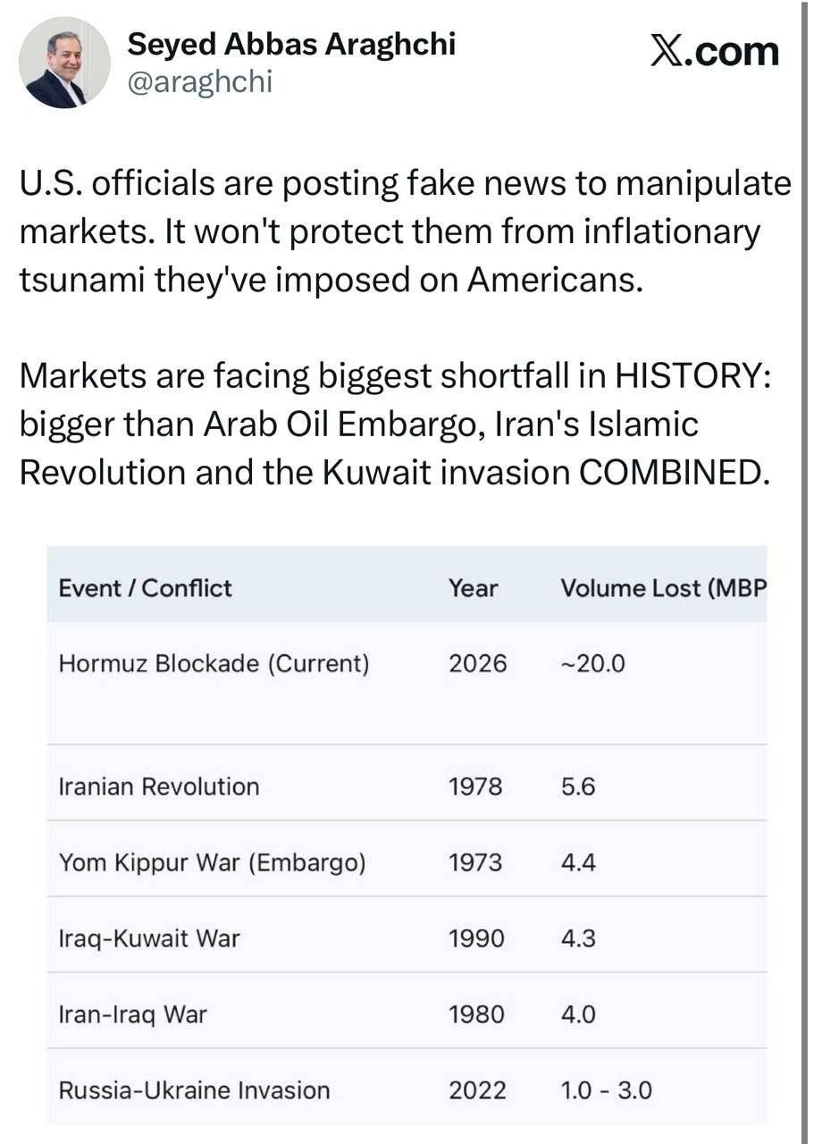 عراقچی: انتشار اخبار جعلی، مردم آمریکا را از سونامی اقتصادی نجات نخواهد داد