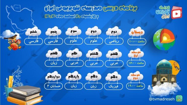 اعلام برنامه‌های درسی مدرسه‌ تلویزیونی‌ ایران