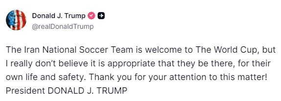 ترامپ تیم ملی فوتبال ایران را تهدید کرد