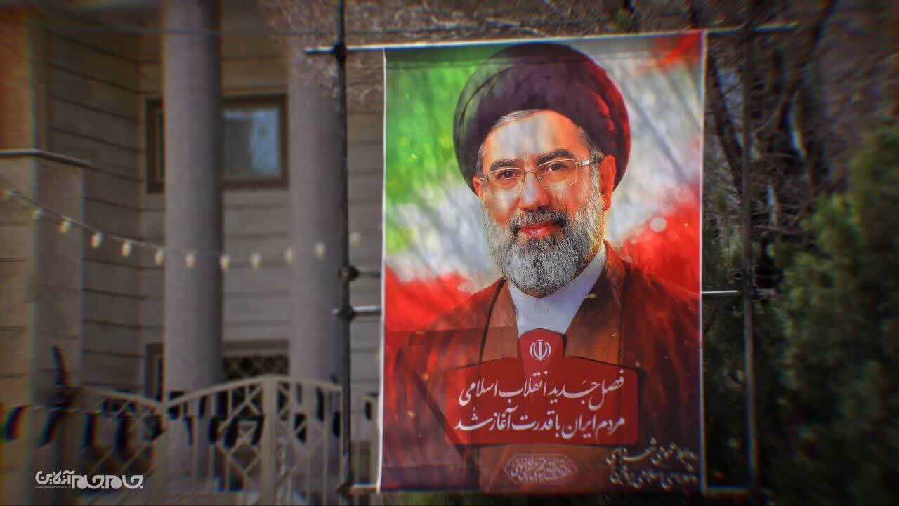 تصاویر سومین رهبر انقلاب بر سازه‌های فرهنگی شهر بروجن