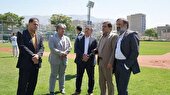 بازدید مدیر کل صدا و سیمای استان البرز و رئیس کمیته اطلاع رسانی مسابقات بیس بال کاپ غرب آسیا از ورزشگاه انقلاب کرج