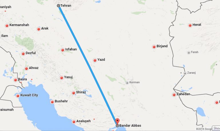 مسیر تهران بندر عباس