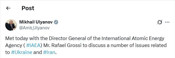 اولیانوف: با گروسی برای گفتگو درباره ایران دیدار کردم