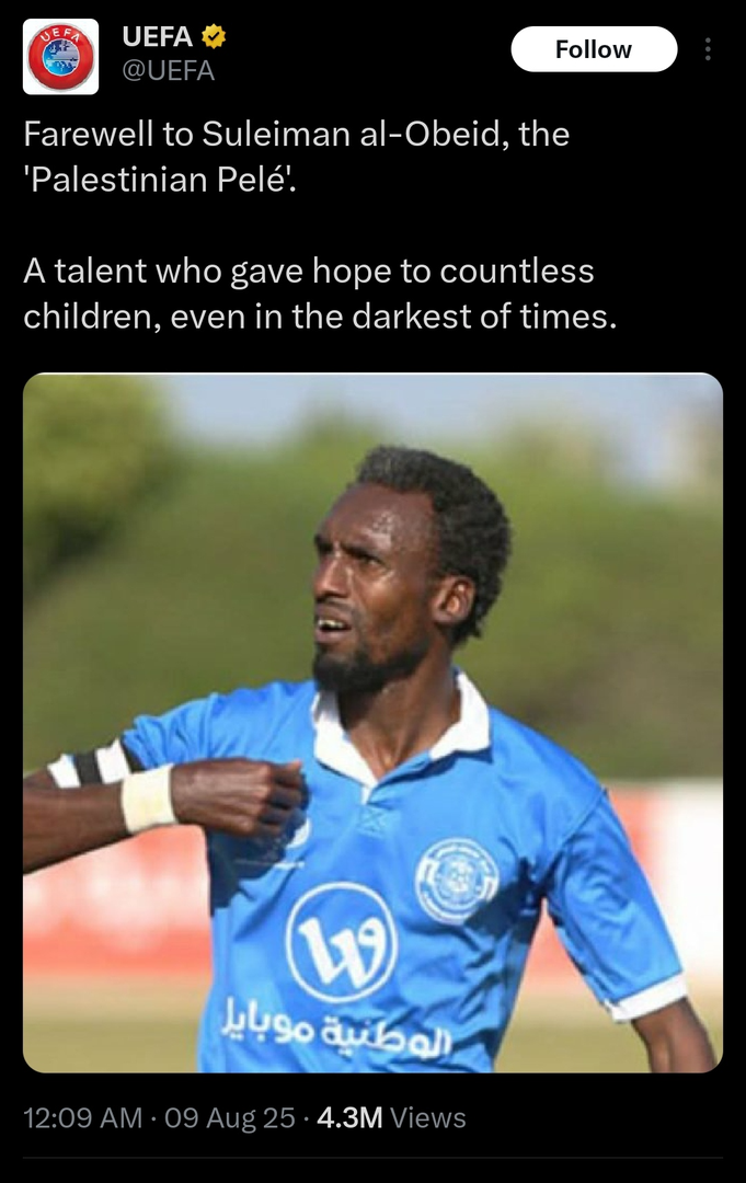 عکس | قتل «پله فلسطین» سکوت بلندمدت یوفا را شکست عکس | قتل «پله فلسطین» سکوت بلندمدت یوفا را شکست