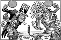 عکس ا کارتون جالب اکونومیست در مورد جنگ تجاری چین و آمریکا