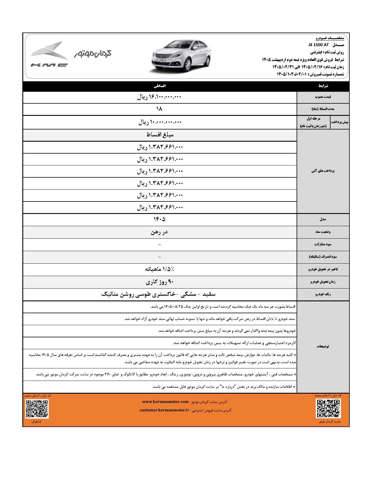 جزئیات شرایط فروش اقساطی کرمان موتور منتشر شد