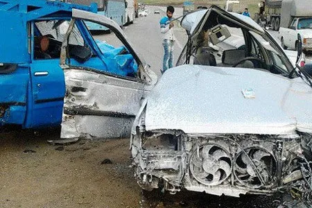 مرگ یک نفر و مصدومیت هفت تن در تصادف پژو و نیسان