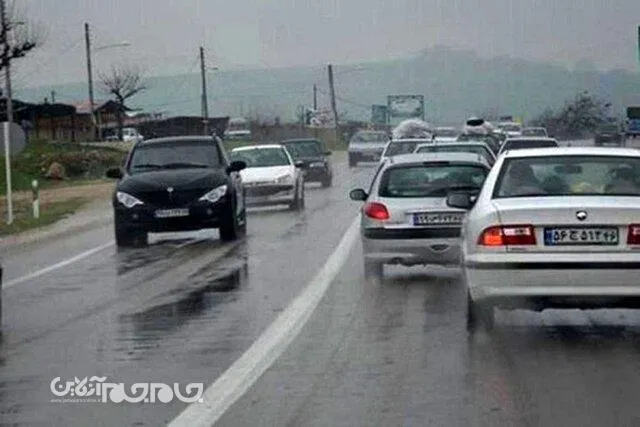 لغزندگی جاده‌های خراسان شمالی بر اثر بارش باران