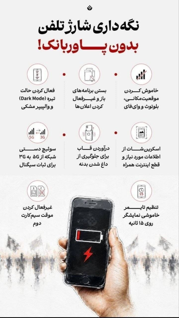 عکس نوشت ا نگهداری شارژ تلفن بدون پاوربانک!